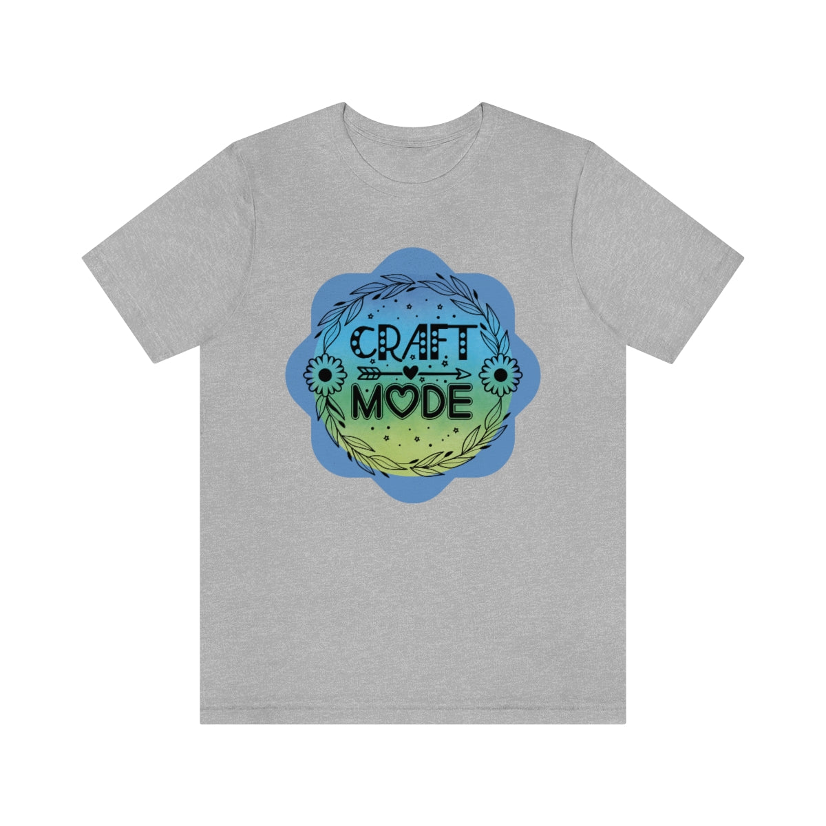Craft Mode Blue Doodle Flower Unisex Jersey Short Sleeve Tee S-3XL