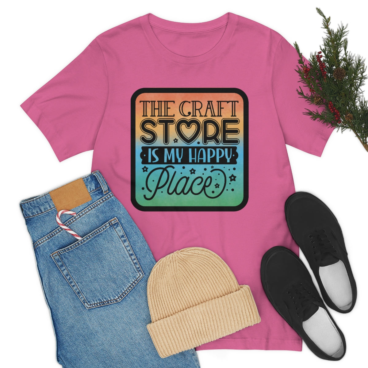The Craft Store is My Happy Place Ombre Unisex Jersey Short Sleeve Tee S-3xl