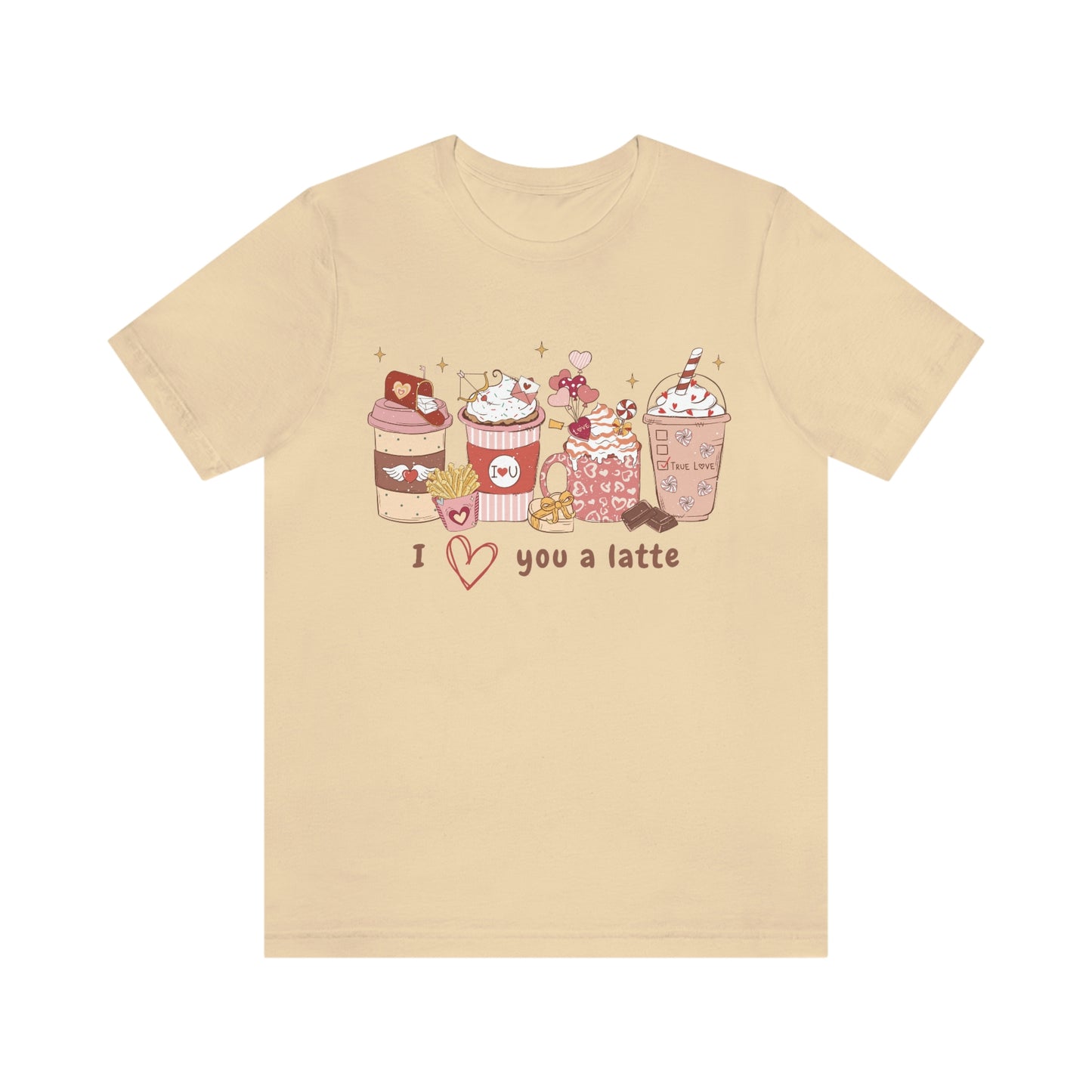 I (heart) Love You a Latte Be Mine Valentine Jersey Short Sleeve Tee Small-3XL