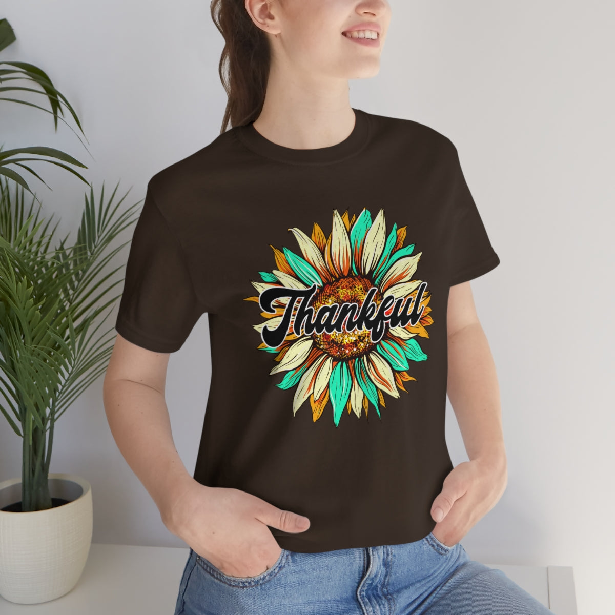 Thankful Western Sunflower Unisex Jersey Short Sleeve Tee S-3XL