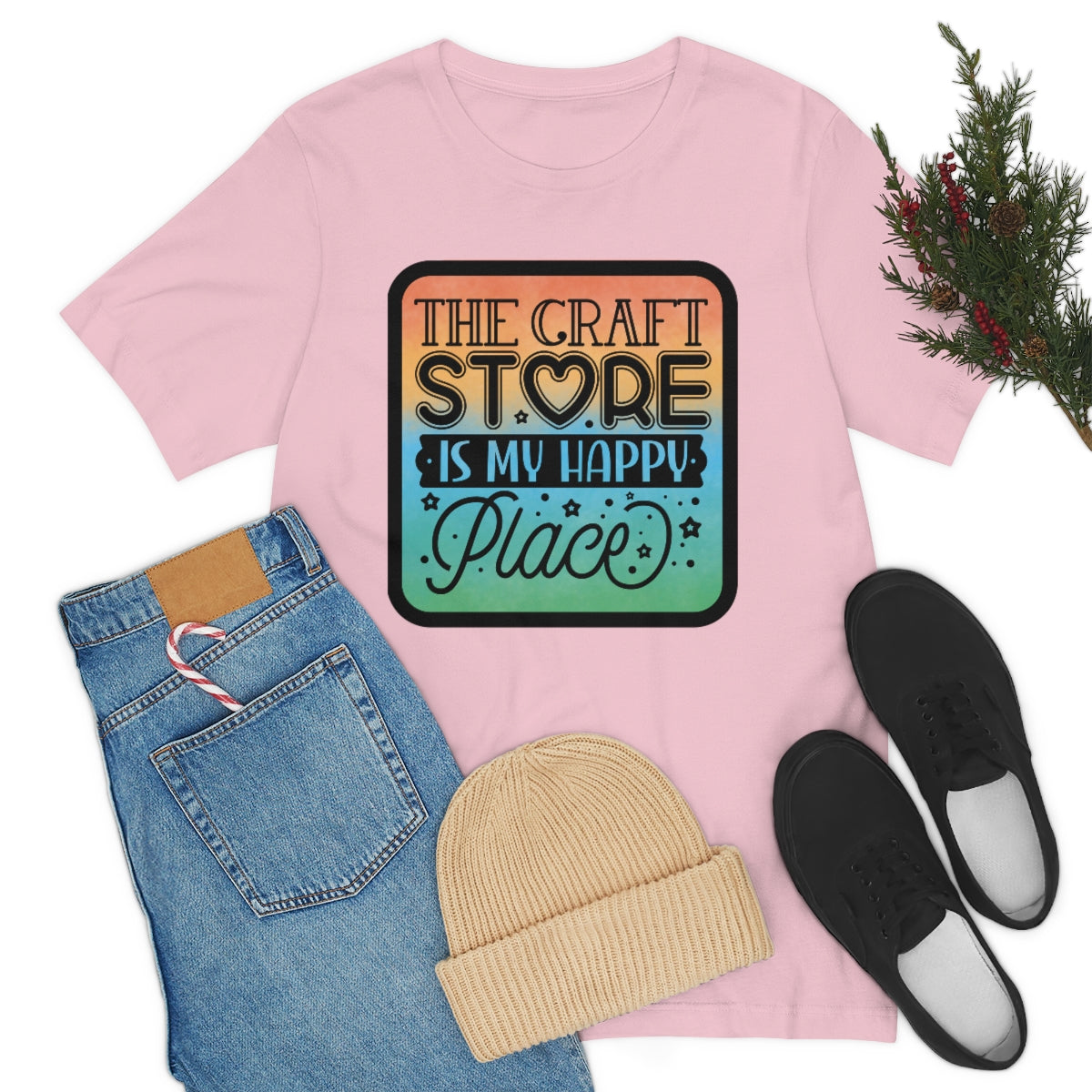 The Craft Store is My Happy Place Ombre Unisex Jersey Short Sleeve Tee S-3xl