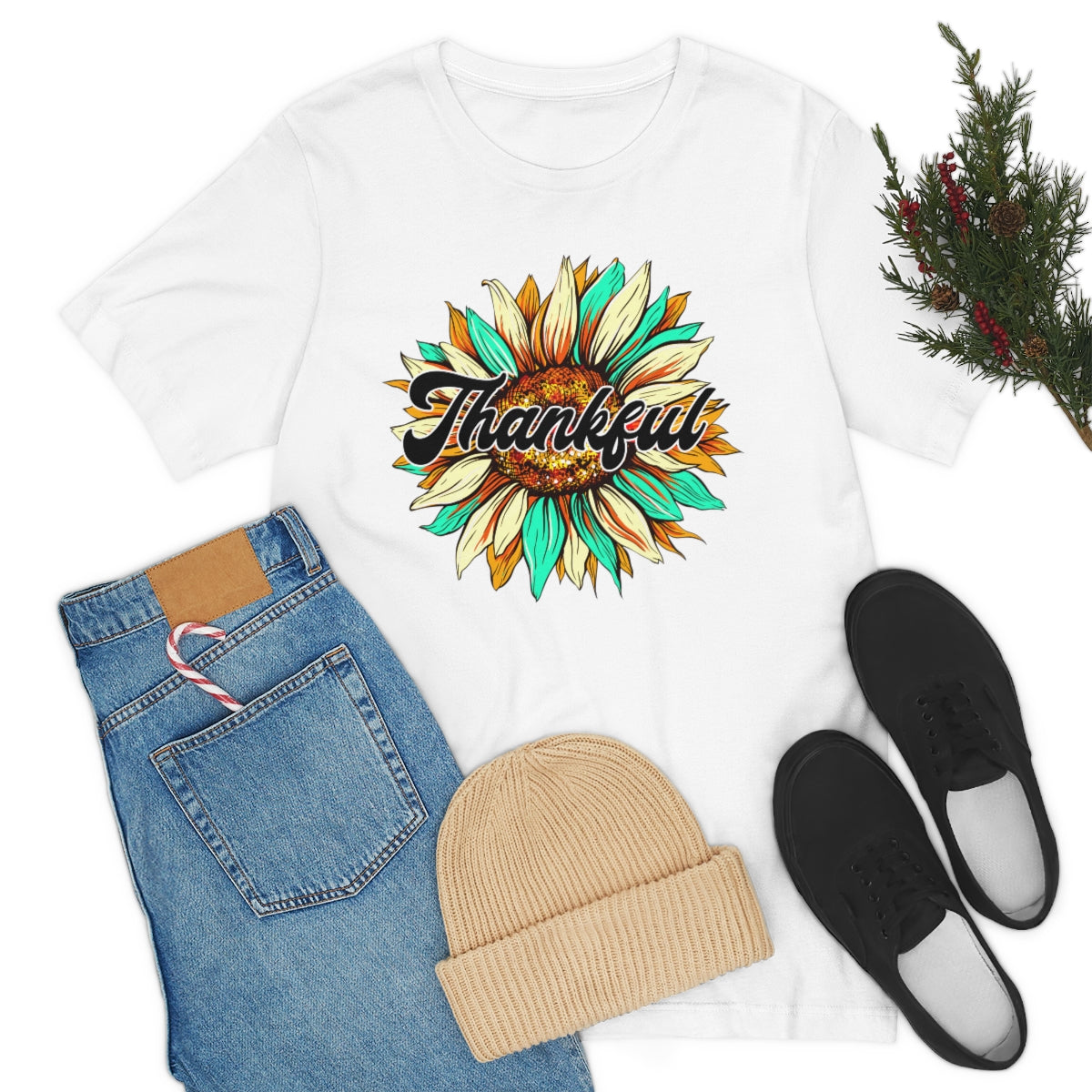 Thankful Western Sunflower Unisex Jersey Short Sleeve Tee S-3XL