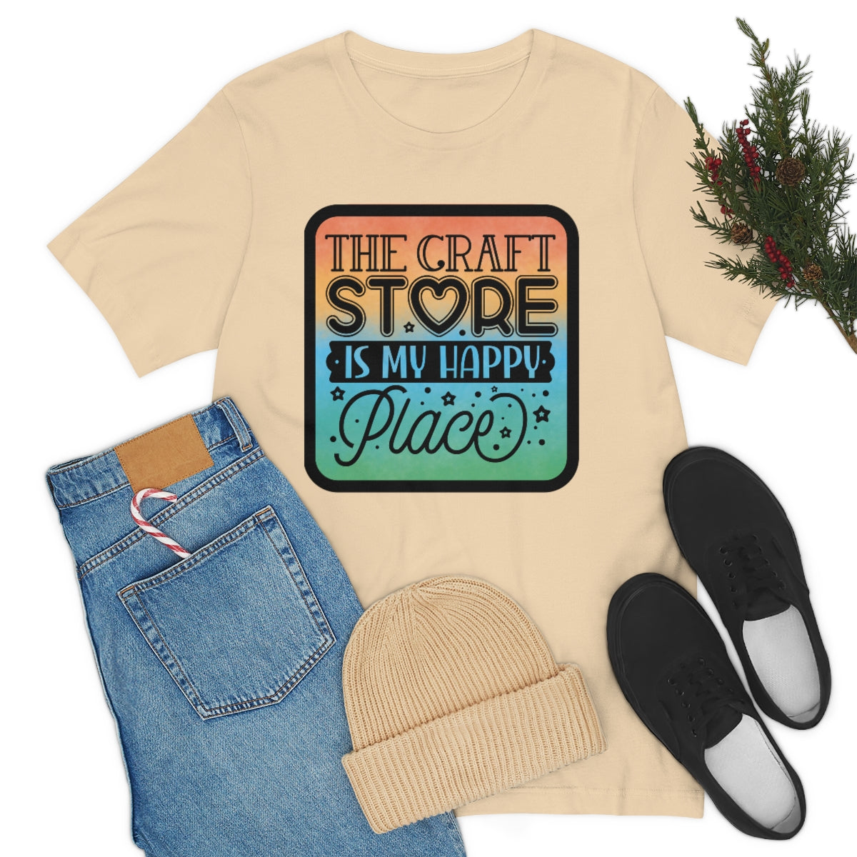 The Craft Store is My Happy Place Ombre Unisex Jersey Short Sleeve Tee S-3xl