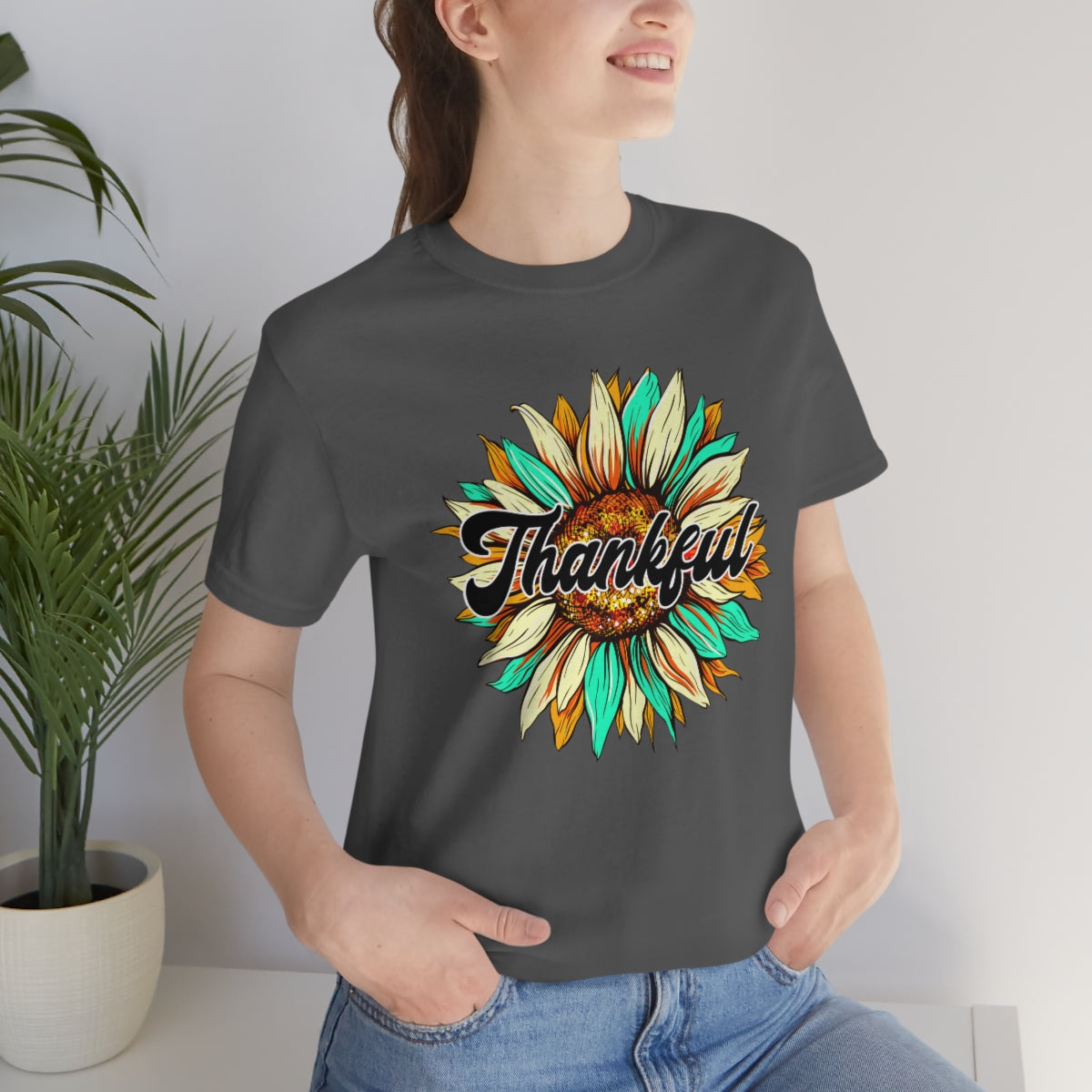Thankful Western Sunflower Unisex Jersey Short Sleeve Tee S-3XL