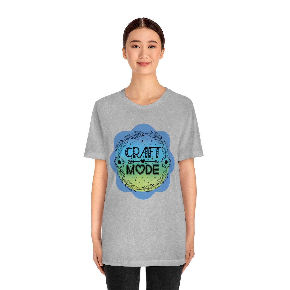 Craft Mode Blue Doodle Flower Unisex Jersey Short Sleeve Tee S-3XL