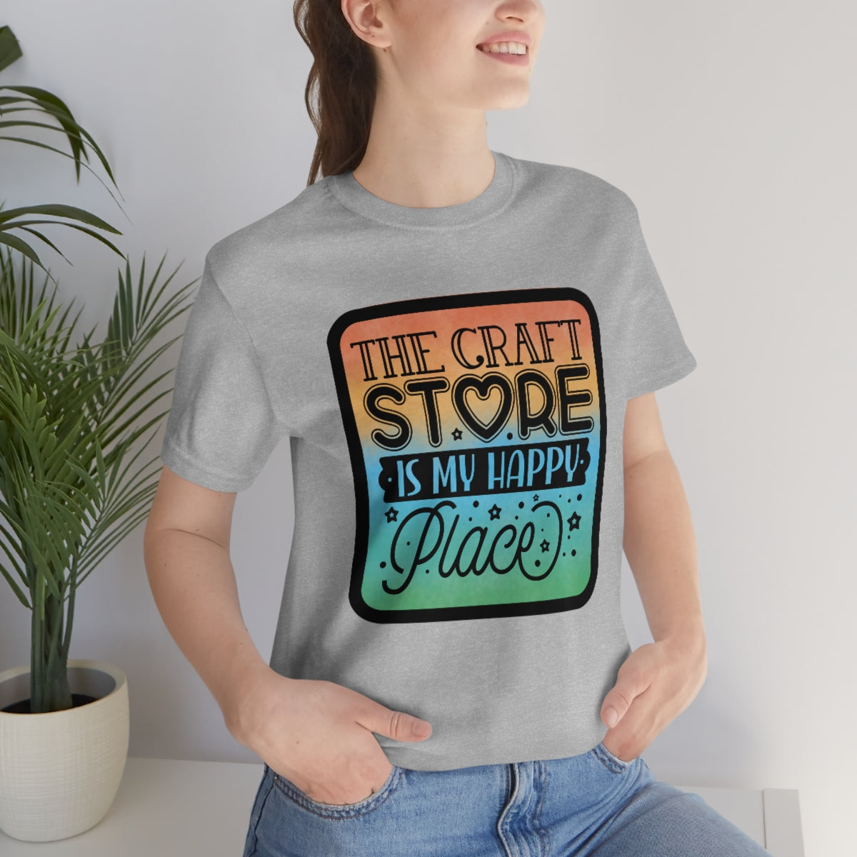 The Craft Store is My Happy Place Ombre Unisex Jersey Short Sleeve Tee S-3xl