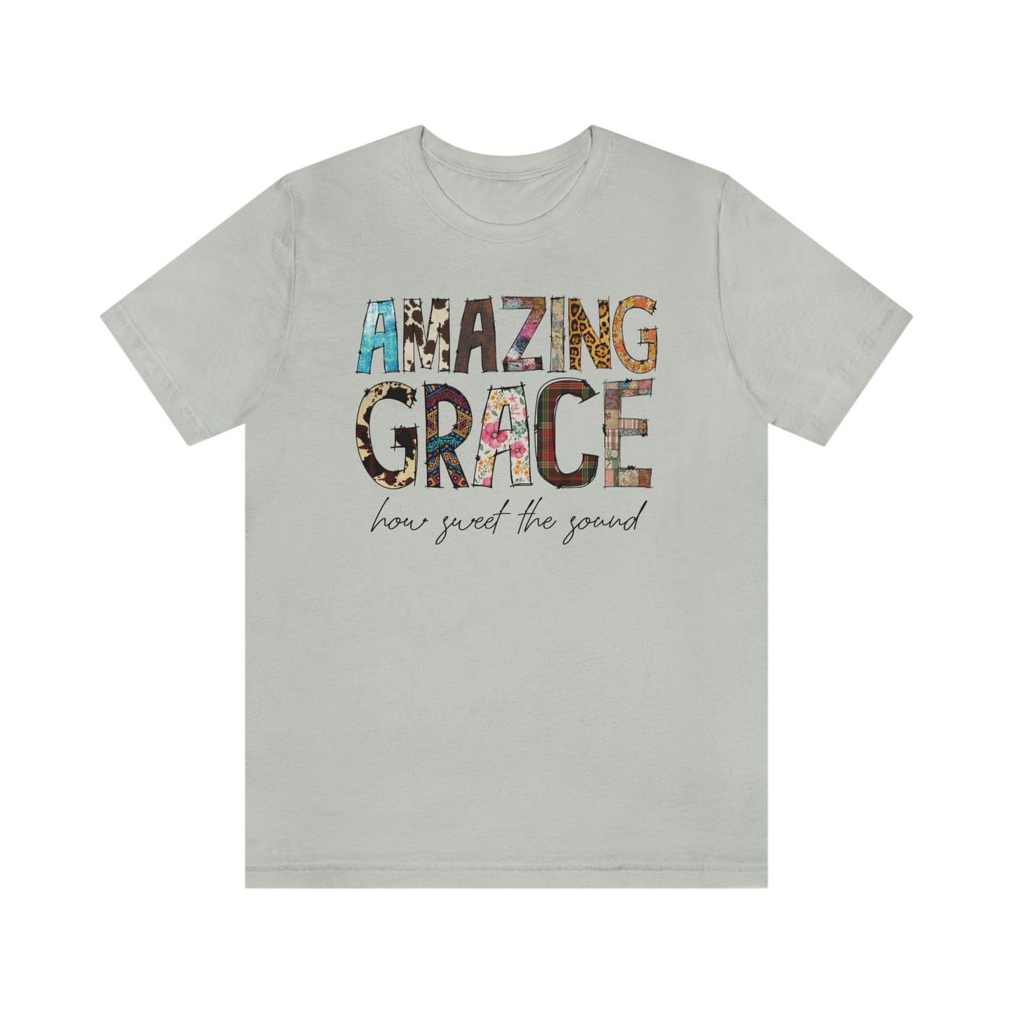 Amazing Grace Mixed Media Look Unisex Jersey Short Sleeve Tee S-3XL