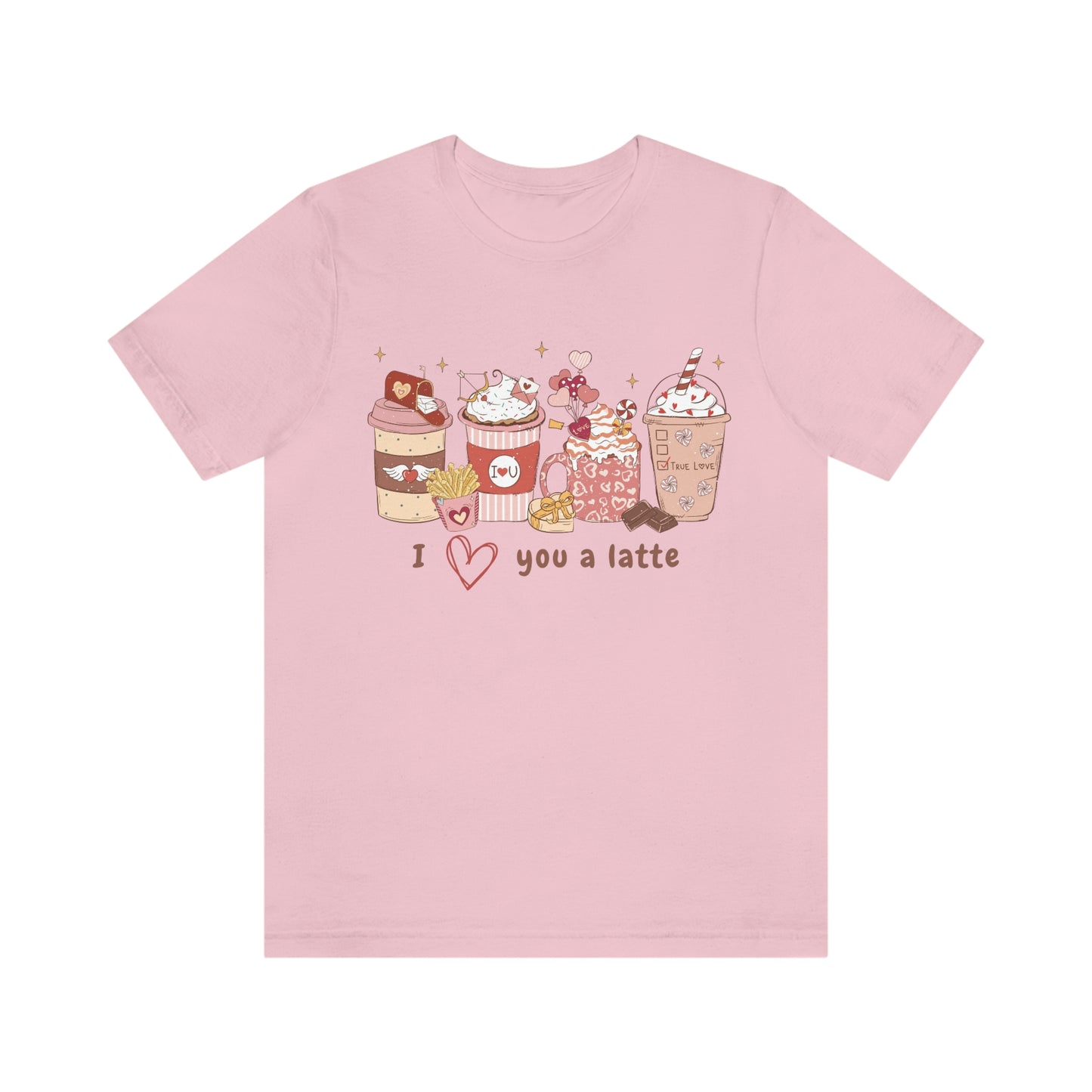 I (heart) Love You a Latte Be Mine Valentine Jersey Short Sleeve Tee Small-3XL