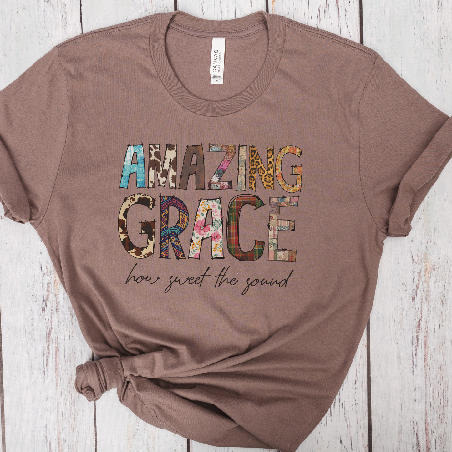 Amazing Grace Mixed Media Look Unisex Jersey Short Sleeve Tee S-3XL