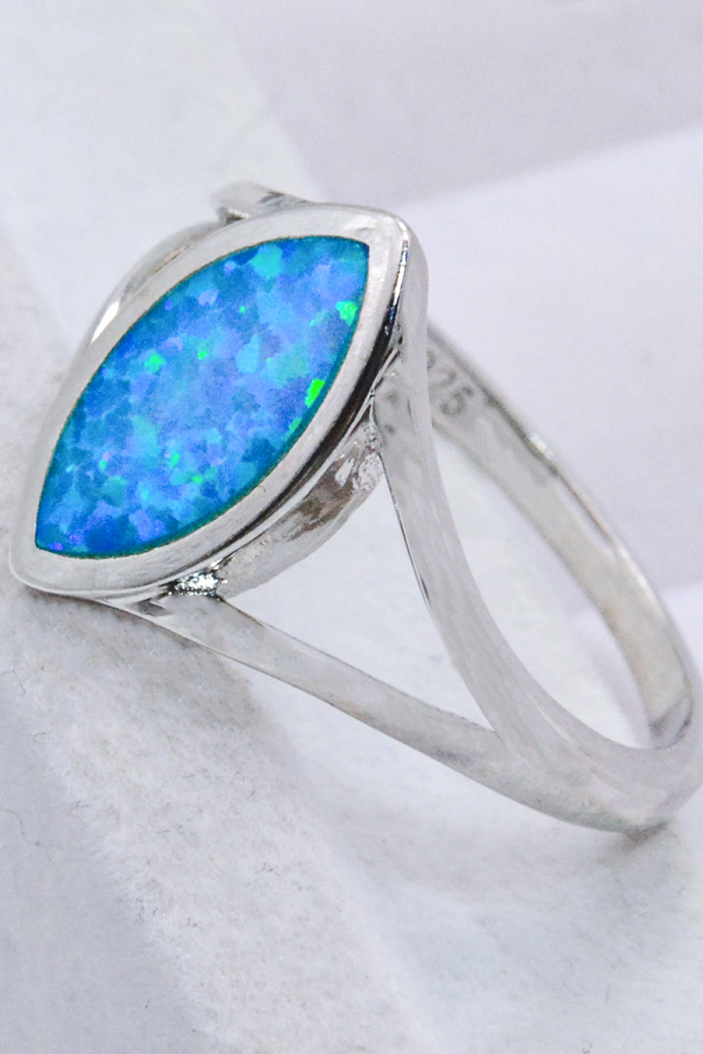 Australian Opal Sterling Silver Split Shank Ring