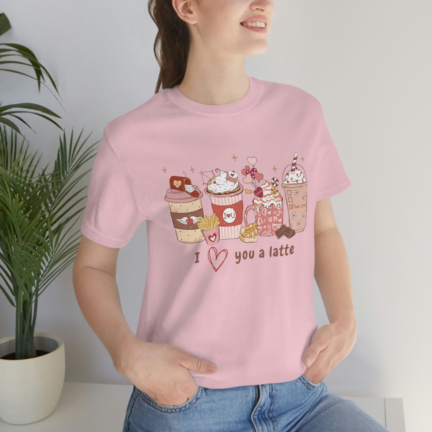 I (heart) Love You a Latte Be Mine Valentine Jersey Short Sleeve Tee Small-3XL