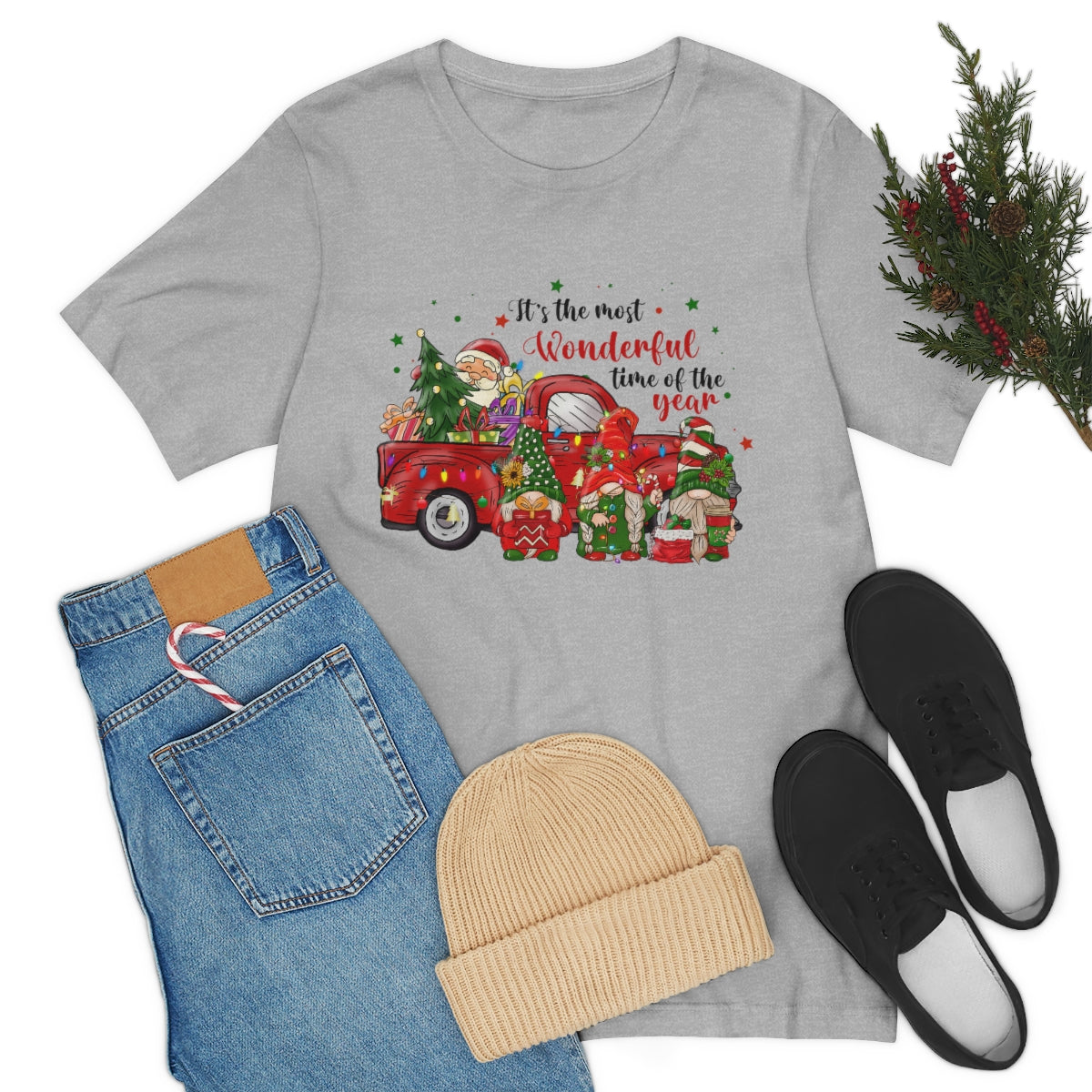 It's the Most Wonderful Time of the Year Santa Gnome Unisex Jersey Short Sleeve Tee S-3XL