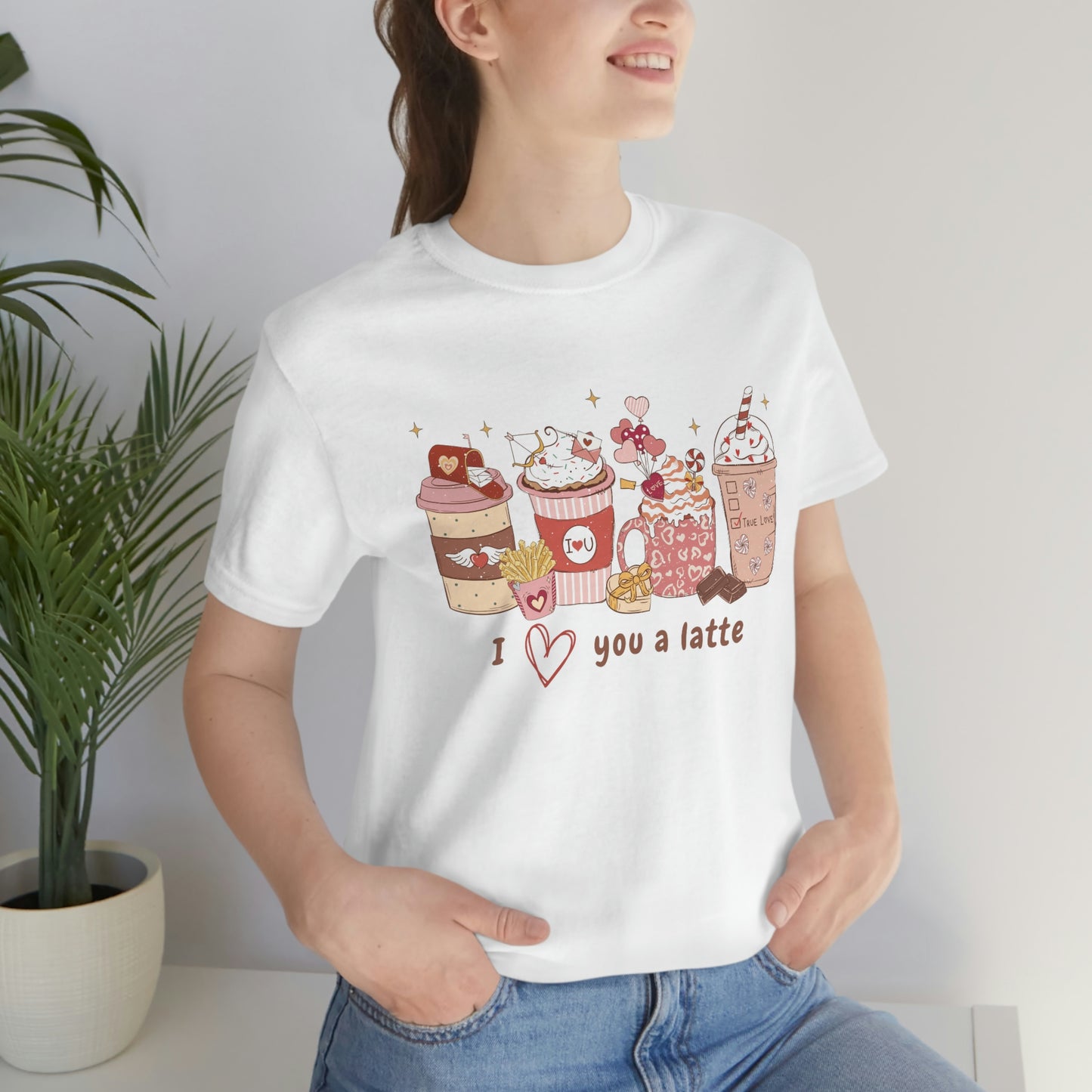 I (heart) Love You a Latte Be Mine Valentine Jersey Short Sleeve Tee Small-3XL