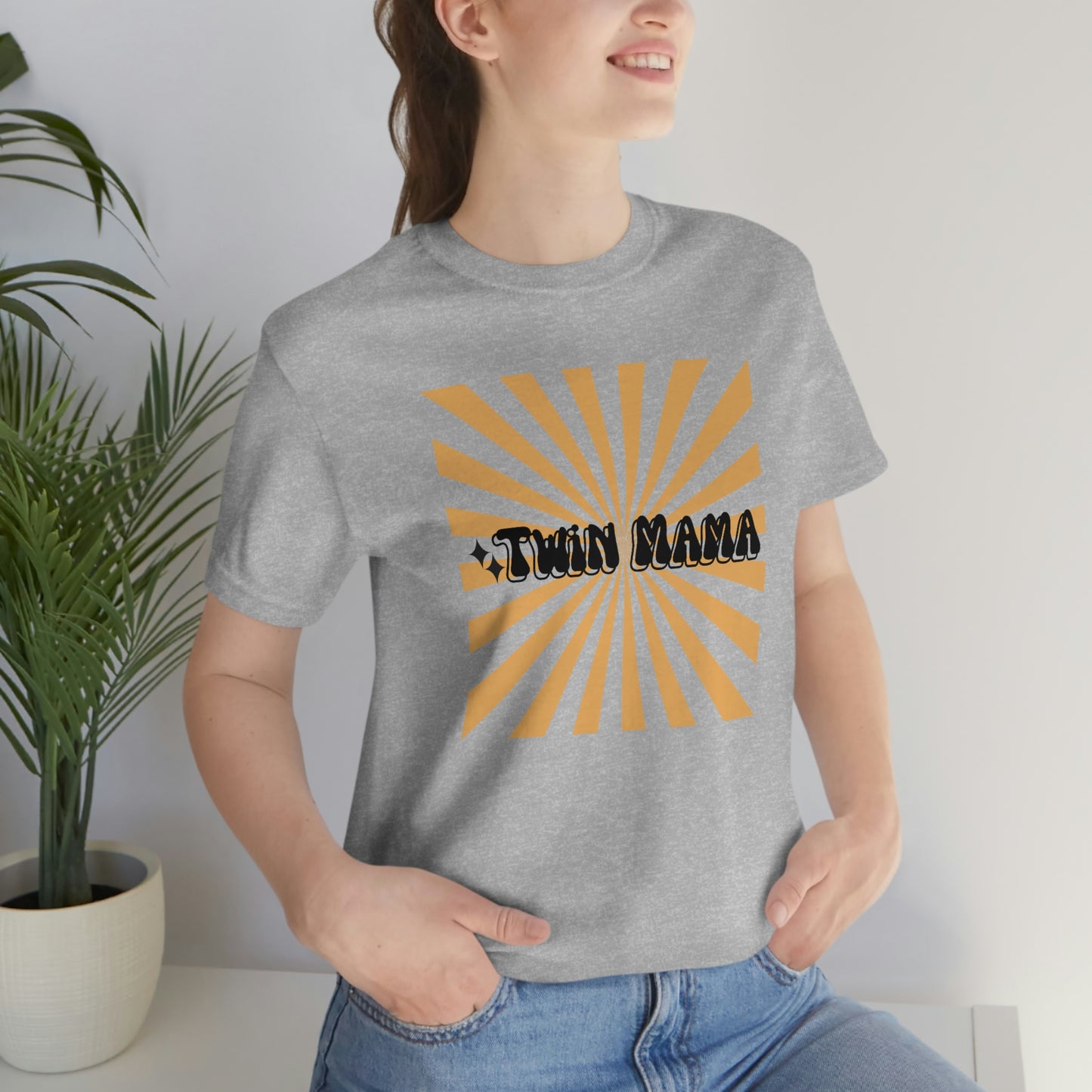Retro Style Twin Mama Orange Burst Unisex Jersey Short Sleeve Tee Small-3XL
