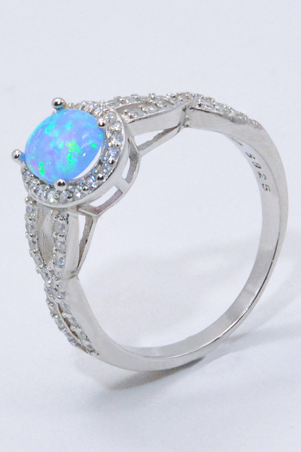 Australian Opal Sterling Silver Halo Ring
