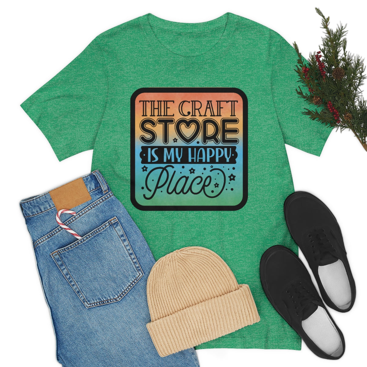 The Craft Store is My Happy Place Ombre Unisex Jersey Short Sleeve Tee S-3xl