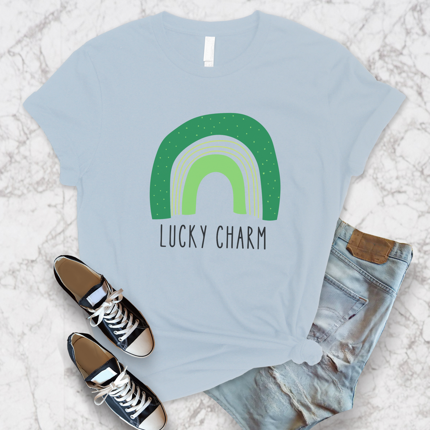 Lucky Charm Green Boho Rainbow St. Patrick's Day Unisex Jersey Short Sleeve Tee Small-3XL