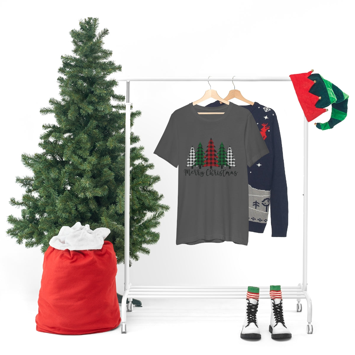 Merry Christmas Buffalo Plaid Trees Tee S-3XL