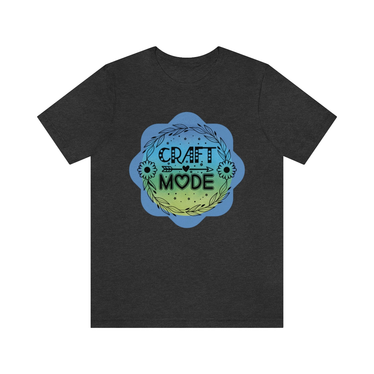 Craft Mode Blue Doodle Flower Unisex Jersey Short Sleeve Tee S-3XL