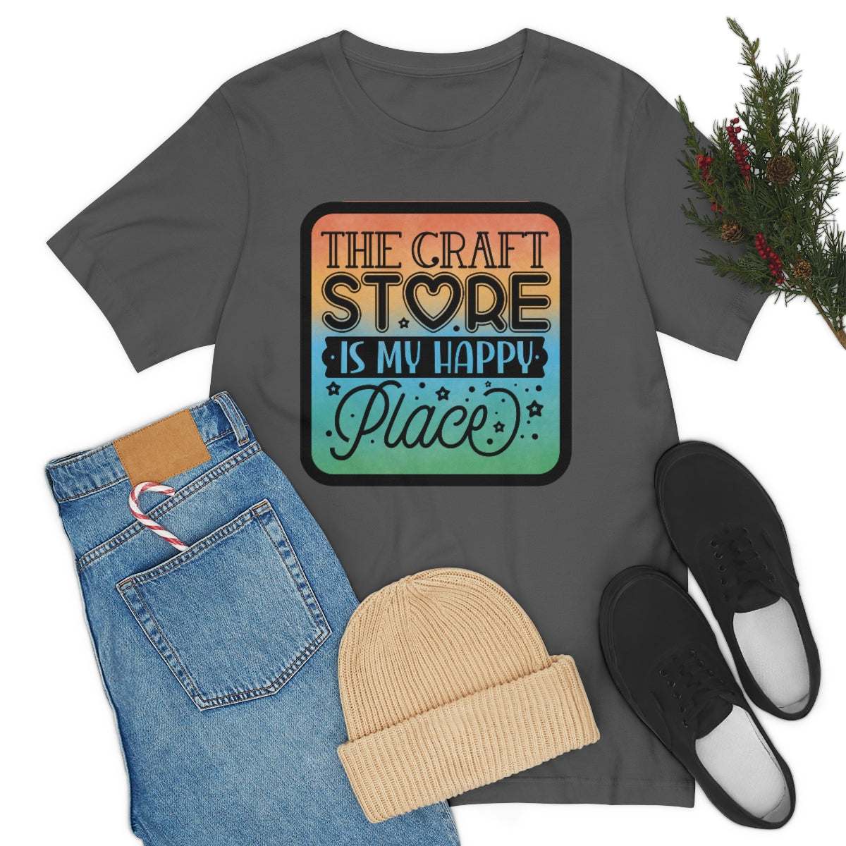 The Craft Store is My Happy Place Ombre Unisex Jersey Short Sleeve Tee S-3xl