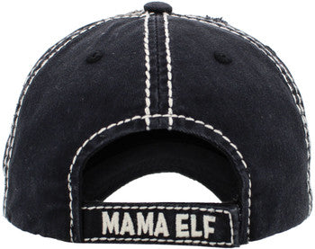 MAMA ELF Distressed Baseball Cap with a Vintage Look