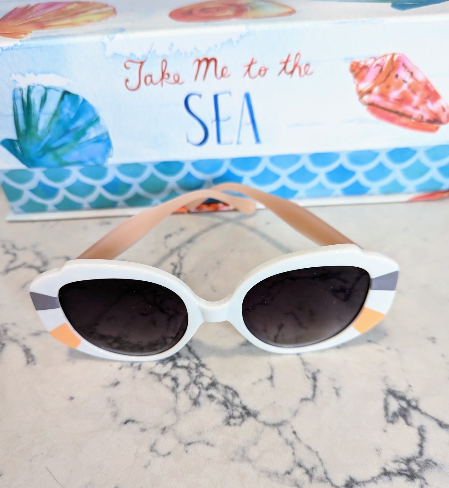 Mimi White Retro Vintage Style Butterfly Sunglasses with Gray Lenses UV Protection