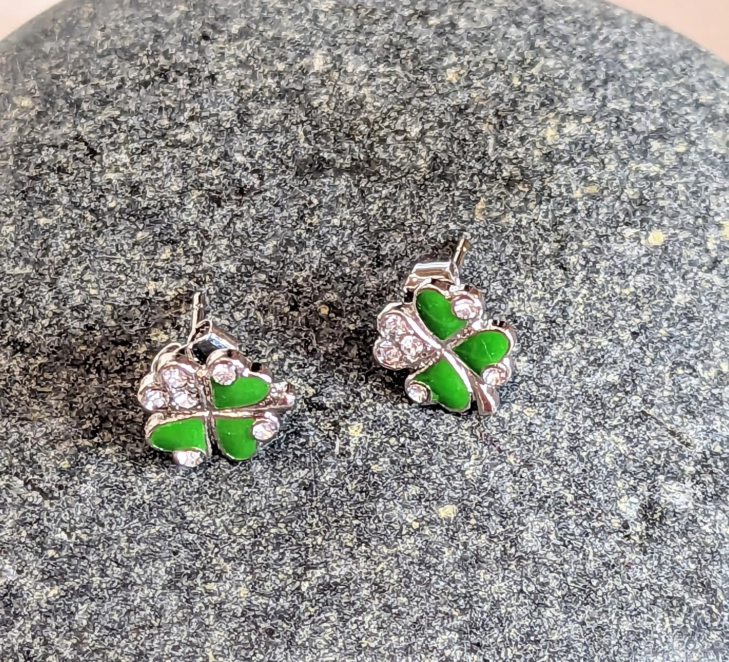 St. Patrick's Day Four Leaf Clover Sparkle Earrings