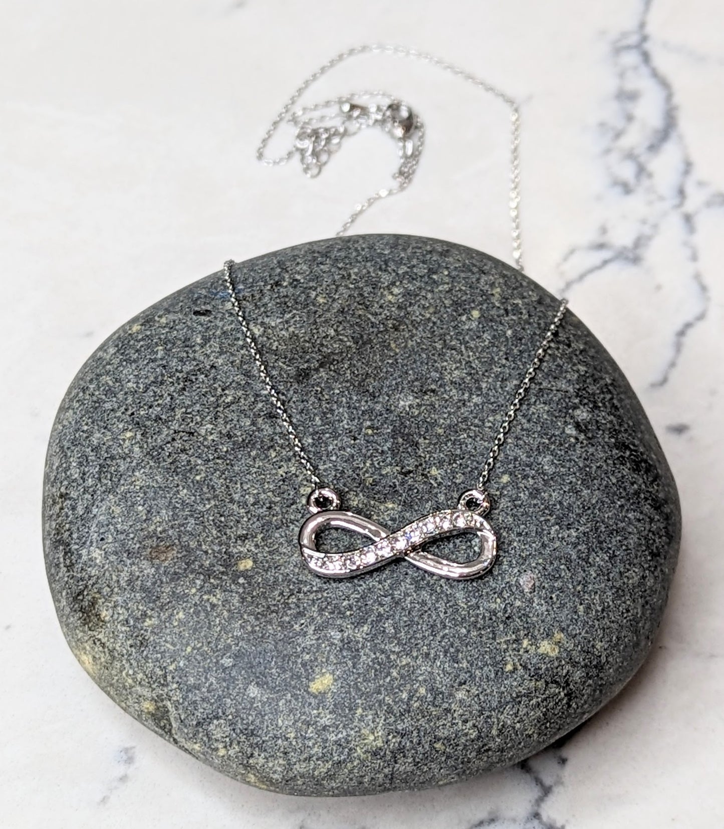Infinity Symbol Necklace White Gold Plated Pendant with Crystals