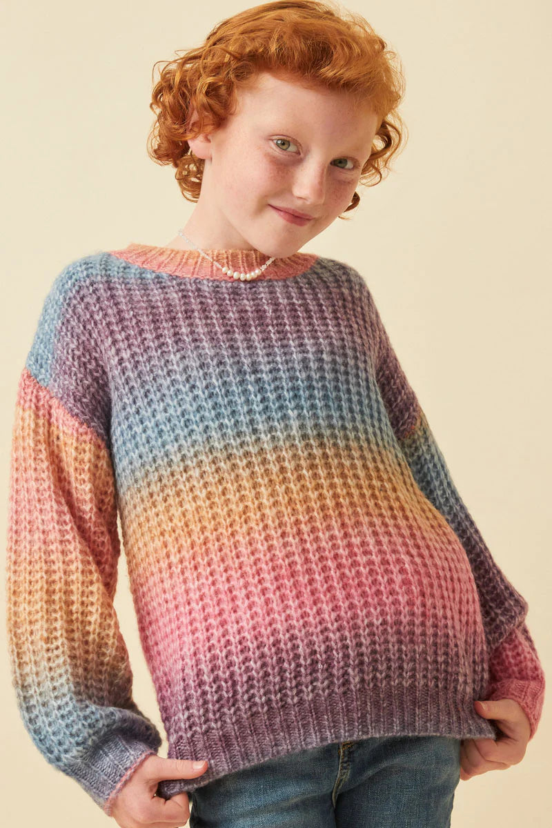 Paige Girls Ombre Rainbow Chunky Knit Sweater S-XL