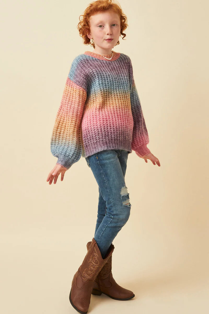 Paige Girls Ombre Rainbow Chunky Knit Sweater S-XL