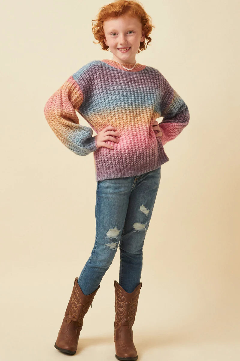 Paige Girls Ombre Rainbow Chunky Knit Sweater S-XL