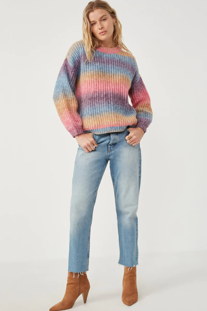 Paige Misses Ombre Rainbow Chunky Knit Sweater S-L