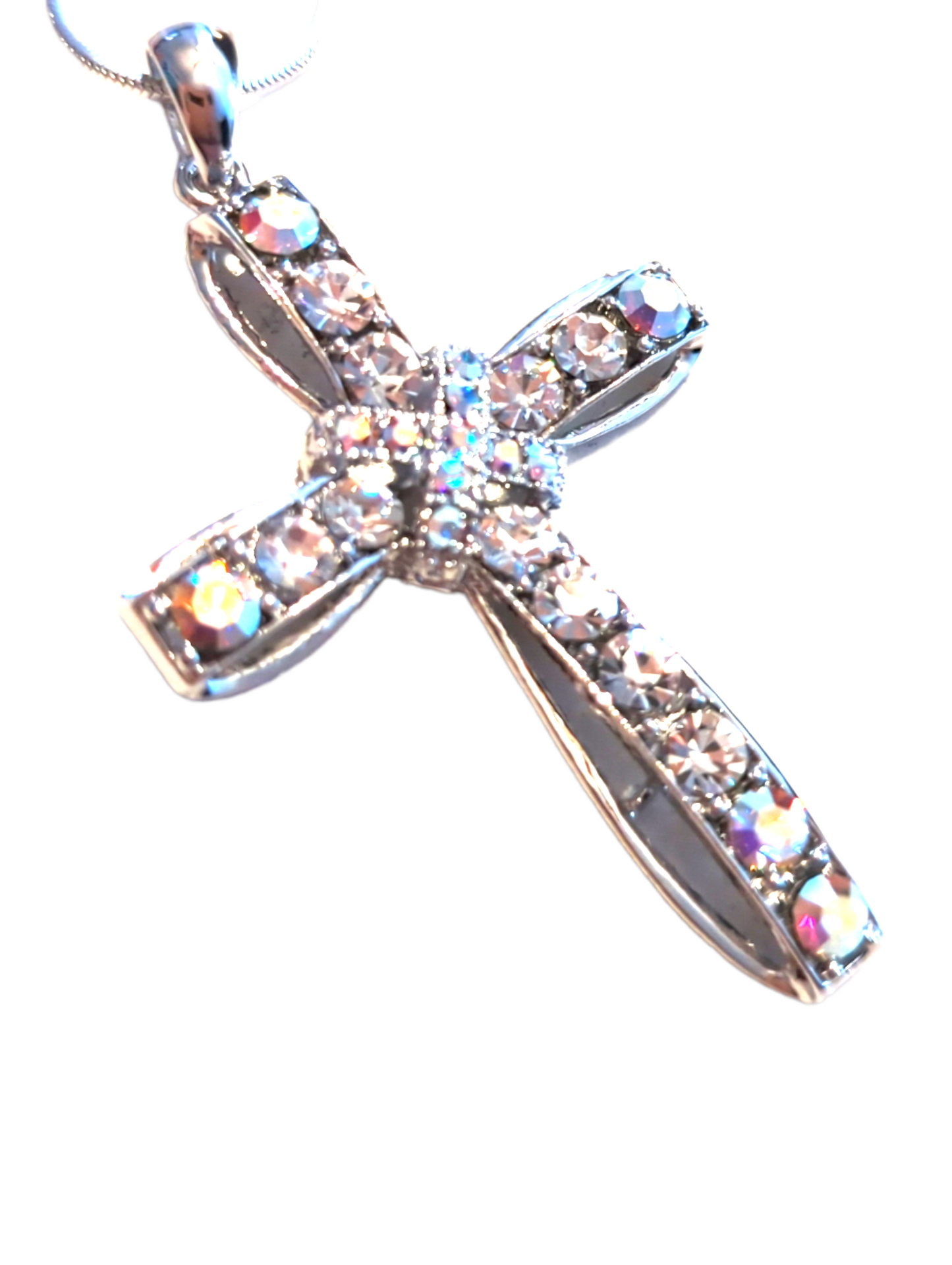 Crystal Cross White Gold Plated Sparkle Necklace