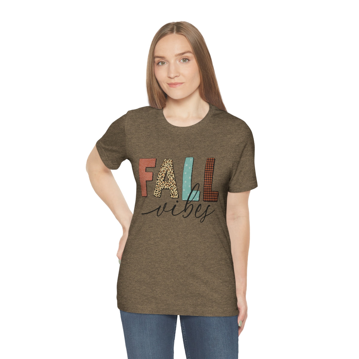 Fall Vibes with Leopard, Polka Dot and Plaid Print Unisex Jersey Short Sleeve Tee S-3XL