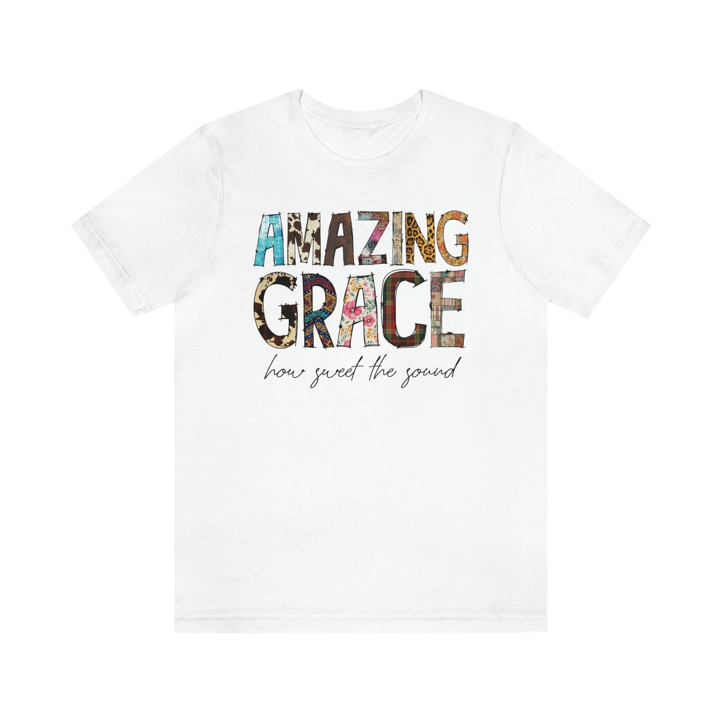 Amazing Grace Mixed Media Look Unisex Jersey Short Sleeve Tee S-3XL