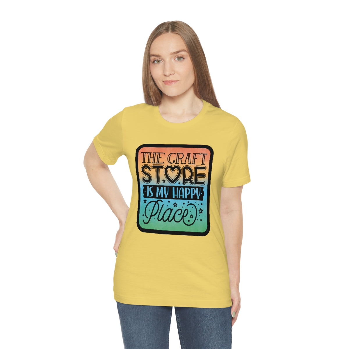 The Craft Store is My Happy Place Ombre Unisex Jersey Short Sleeve Tee S-3xl