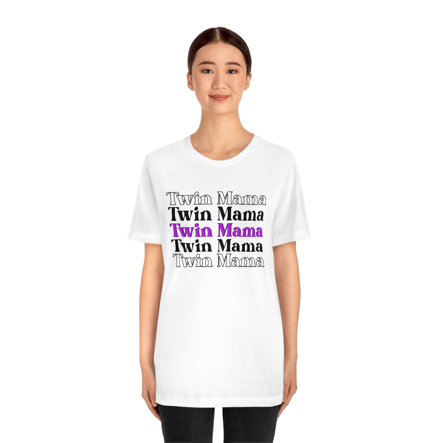 Twin Mama Purple Retro Style Unisex Jersey Short Sleeve Tee Small-3XL