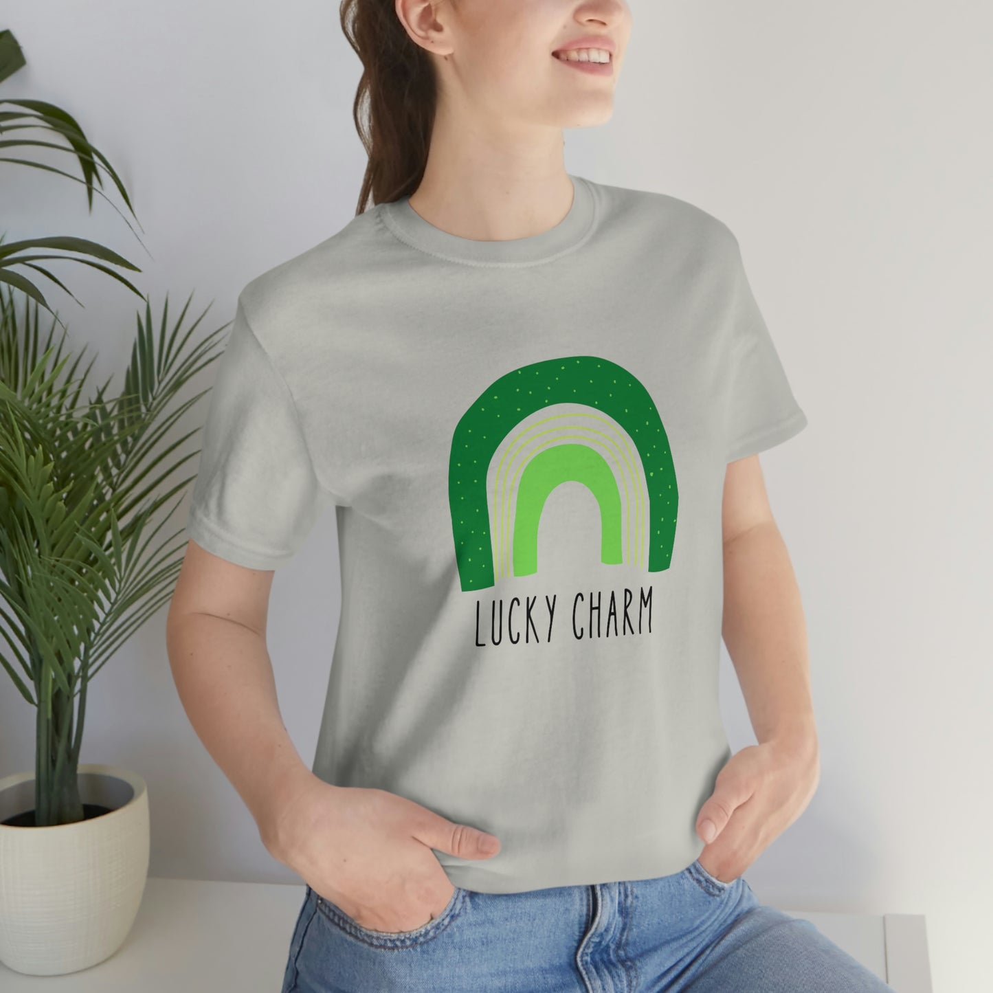 Lucky Charm Green Boho Rainbow St. Patrick's Day Unisex Jersey Short Sleeve Tee Small-3XL