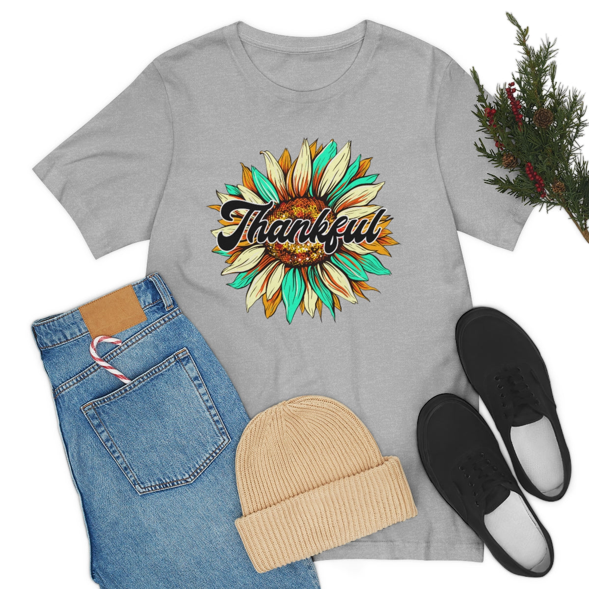Thankful Western Sunflower Unisex Jersey Short Sleeve Tee S-3XL