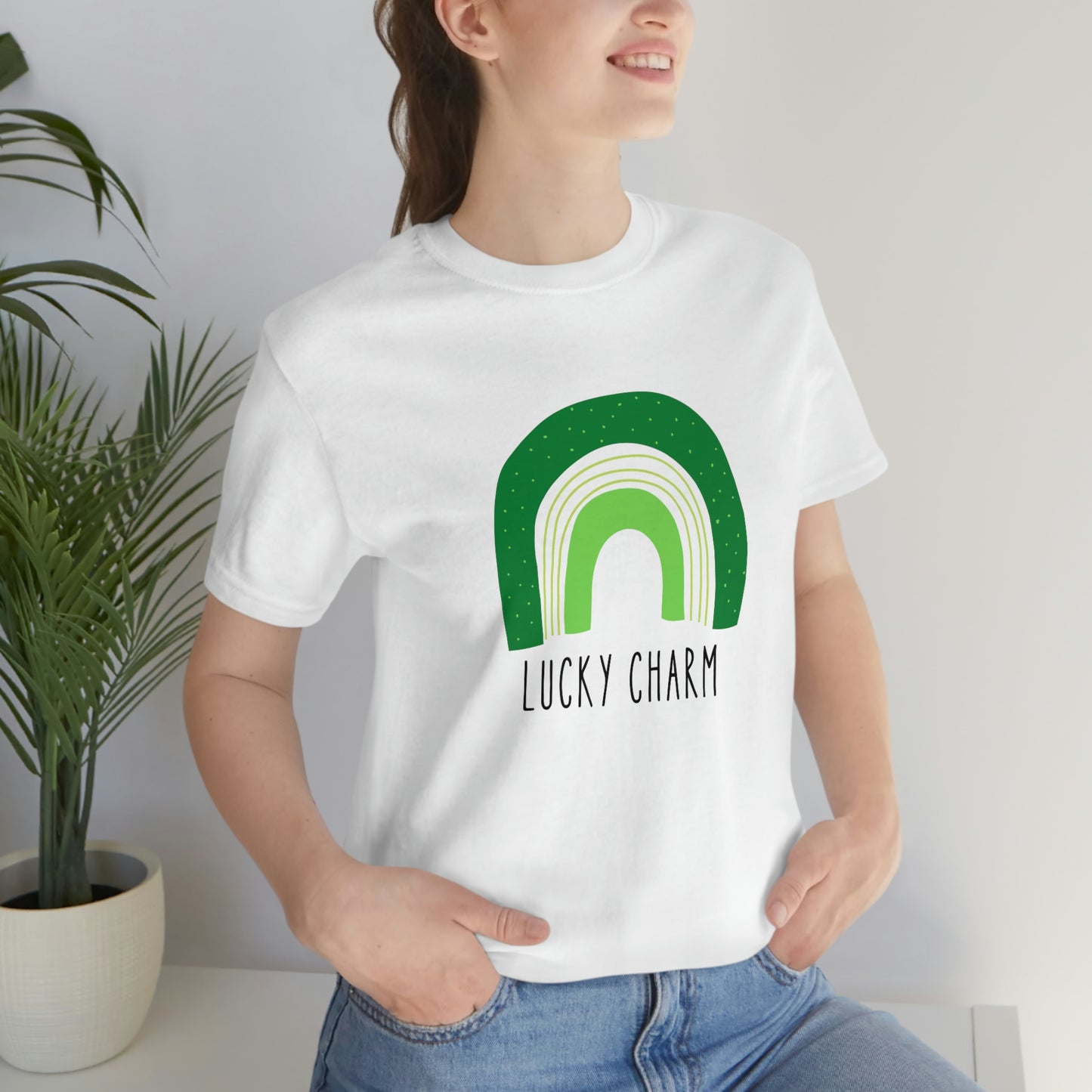 Lucky Charm Green Boho Rainbow St. Patrick's Day Unisex Jersey Short Sleeve Tee Small-3XL