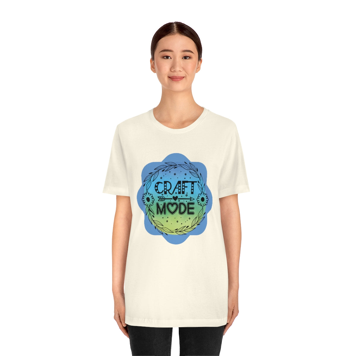 Craft Mode Blue Doodle Flower Unisex Jersey Short Sleeve Tee S-3XL