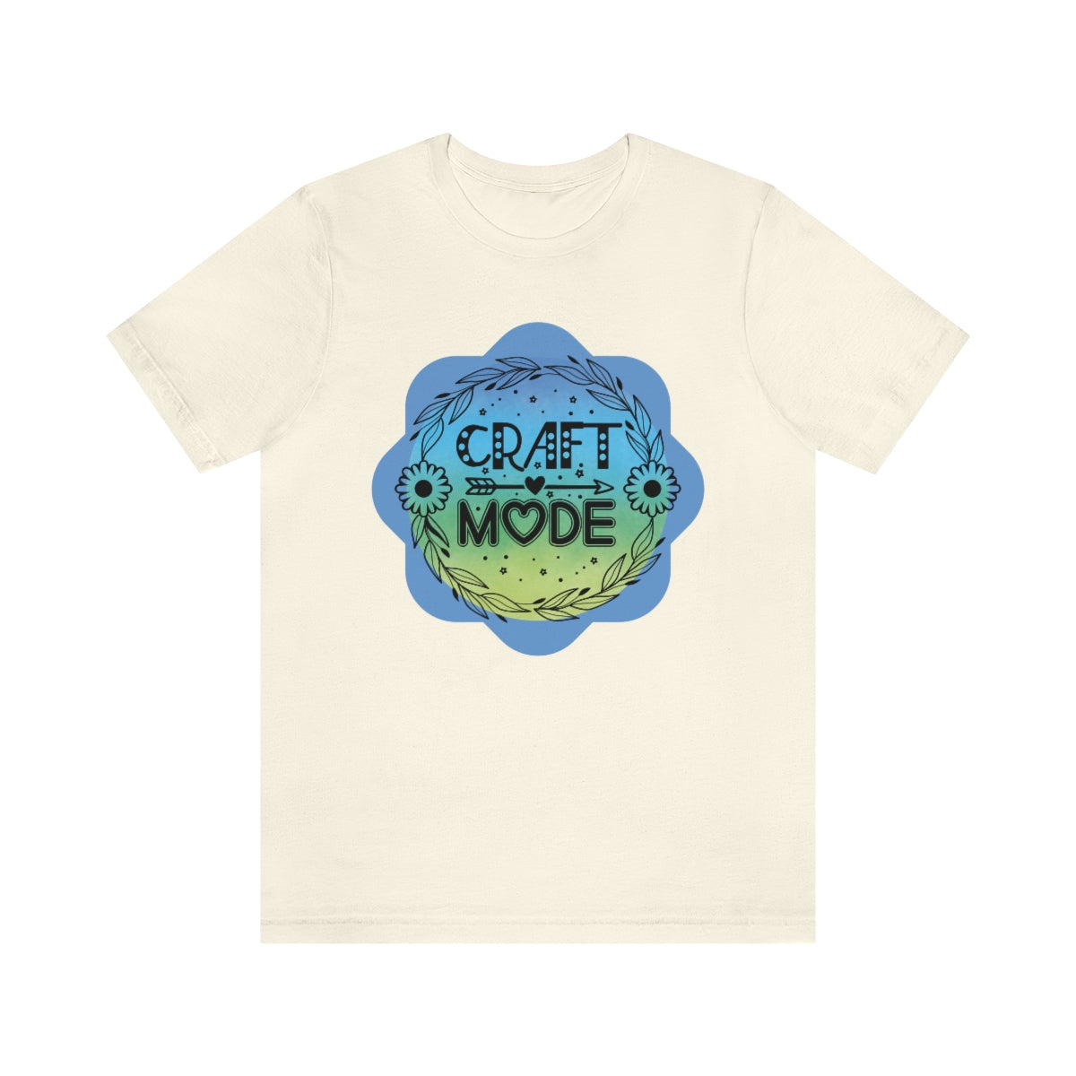 Craft Mode Blue Doodle Flower Unisex Jersey Short Sleeve Tee S-3XL