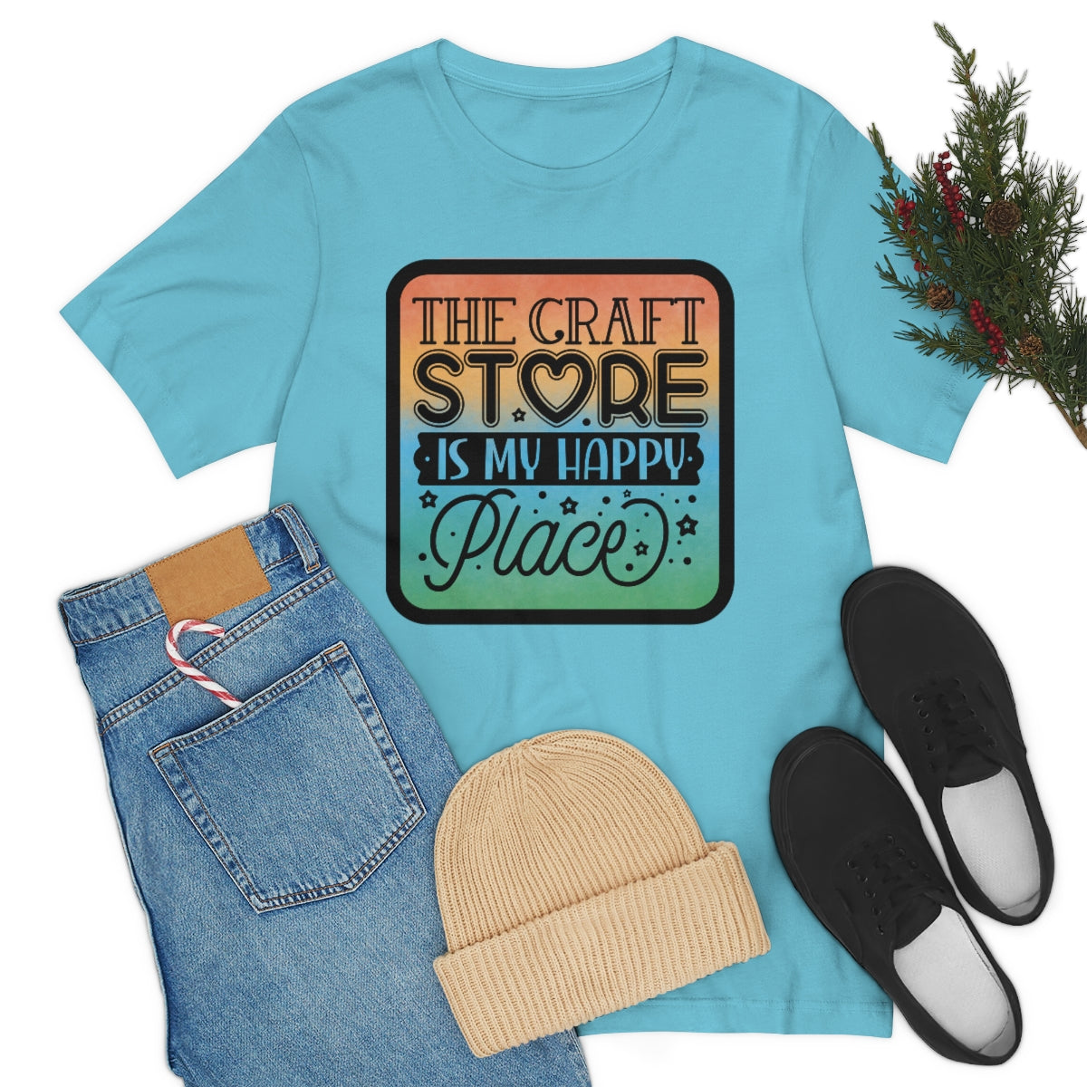 The Craft Store is My Happy Place Ombre Unisex Jersey Short Sleeve Tee S-3xl