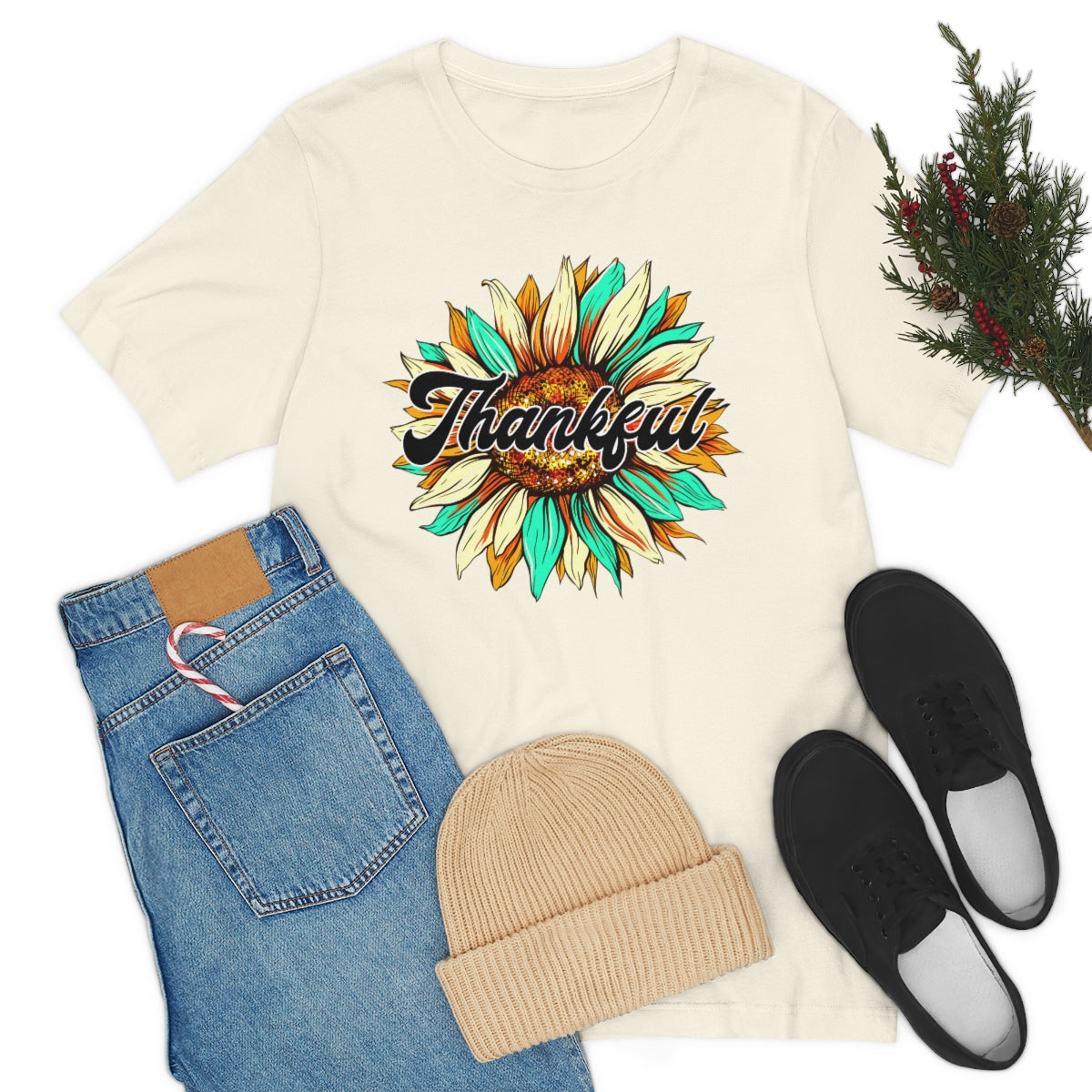 Thankful Western Sunflower Unisex Jersey Short Sleeve Tee S-3XL