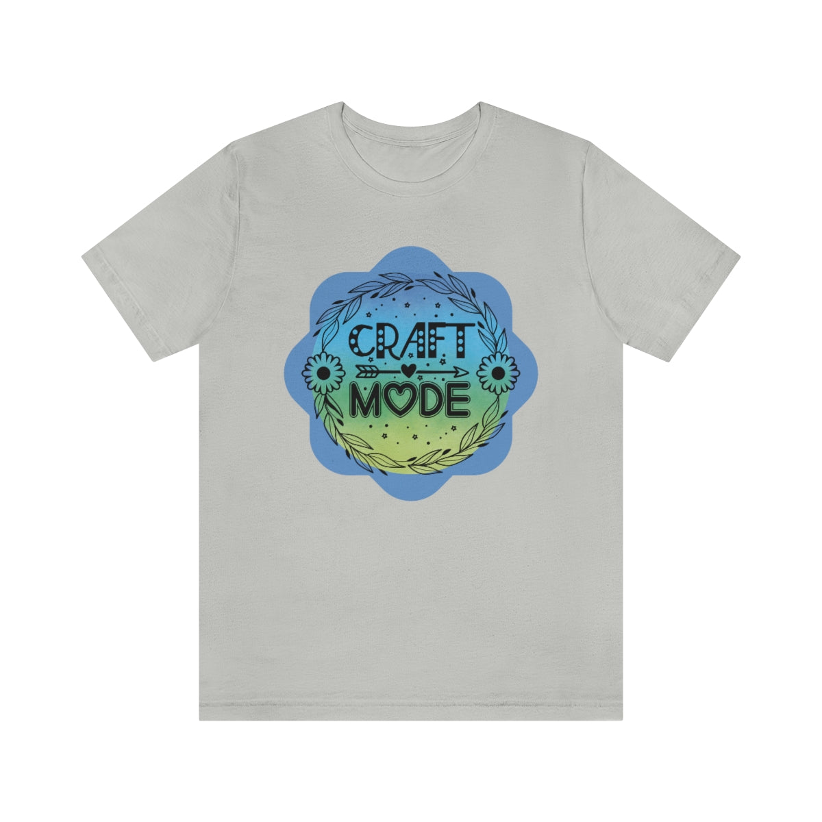 Craft Mode Blue Doodle Flower Unisex Jersey Short Sleeve Tee S-3XL
