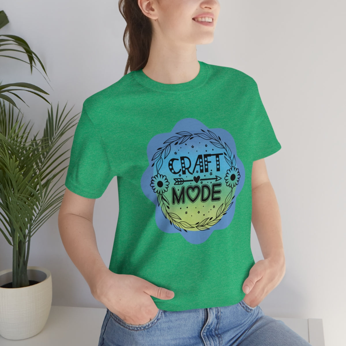 Craft Mode Blue Doodle Flower Unisex Jersey Short Sleeve Tee S-3XL