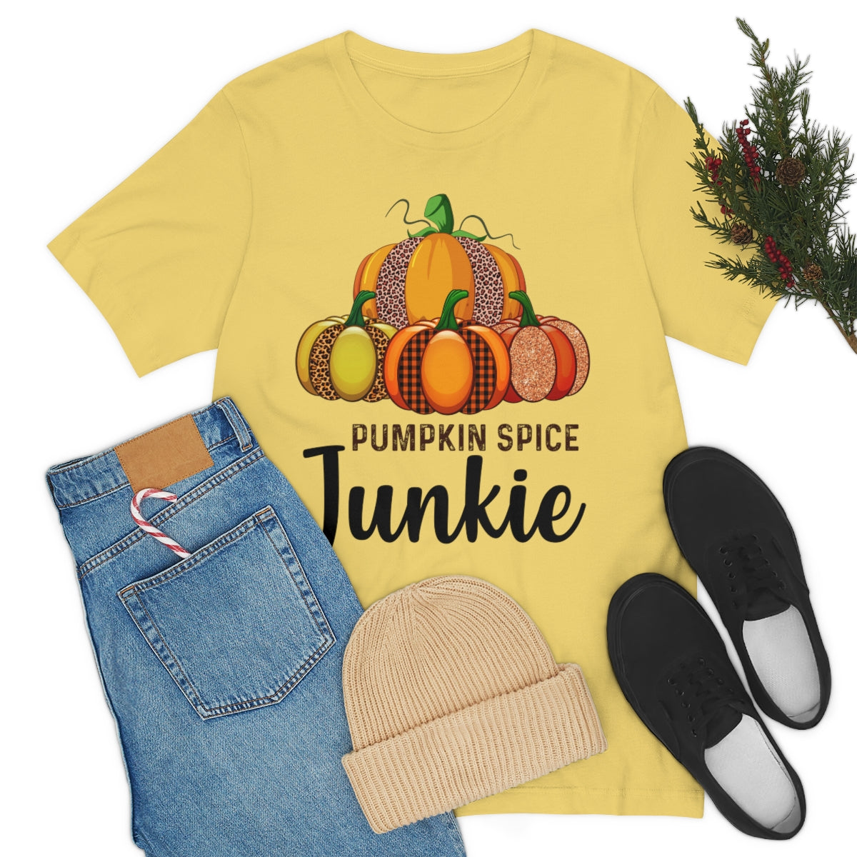 Pumpkin Spice Junkie Fall Unisex Jersey Short Sleeve Tee S-3XL