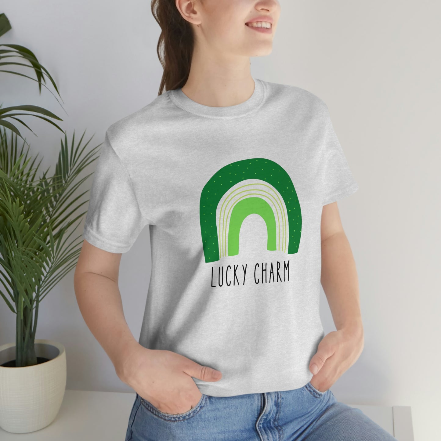 Lucky Charm Green Boho Rainbow St. Patrick's Day Unisex Jersey Short Sleeve Tee Small-3XL
