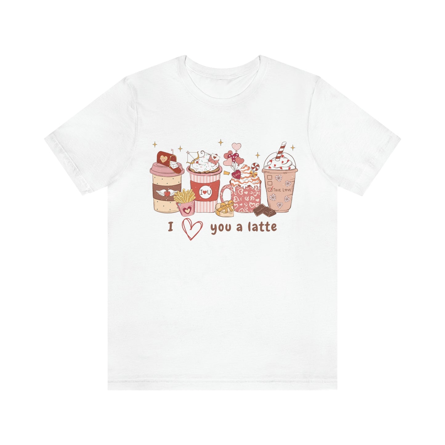 I (heart) Love You a Latte Be Mine Valentine Jersey Short Sleeve Tee Small-3XL
