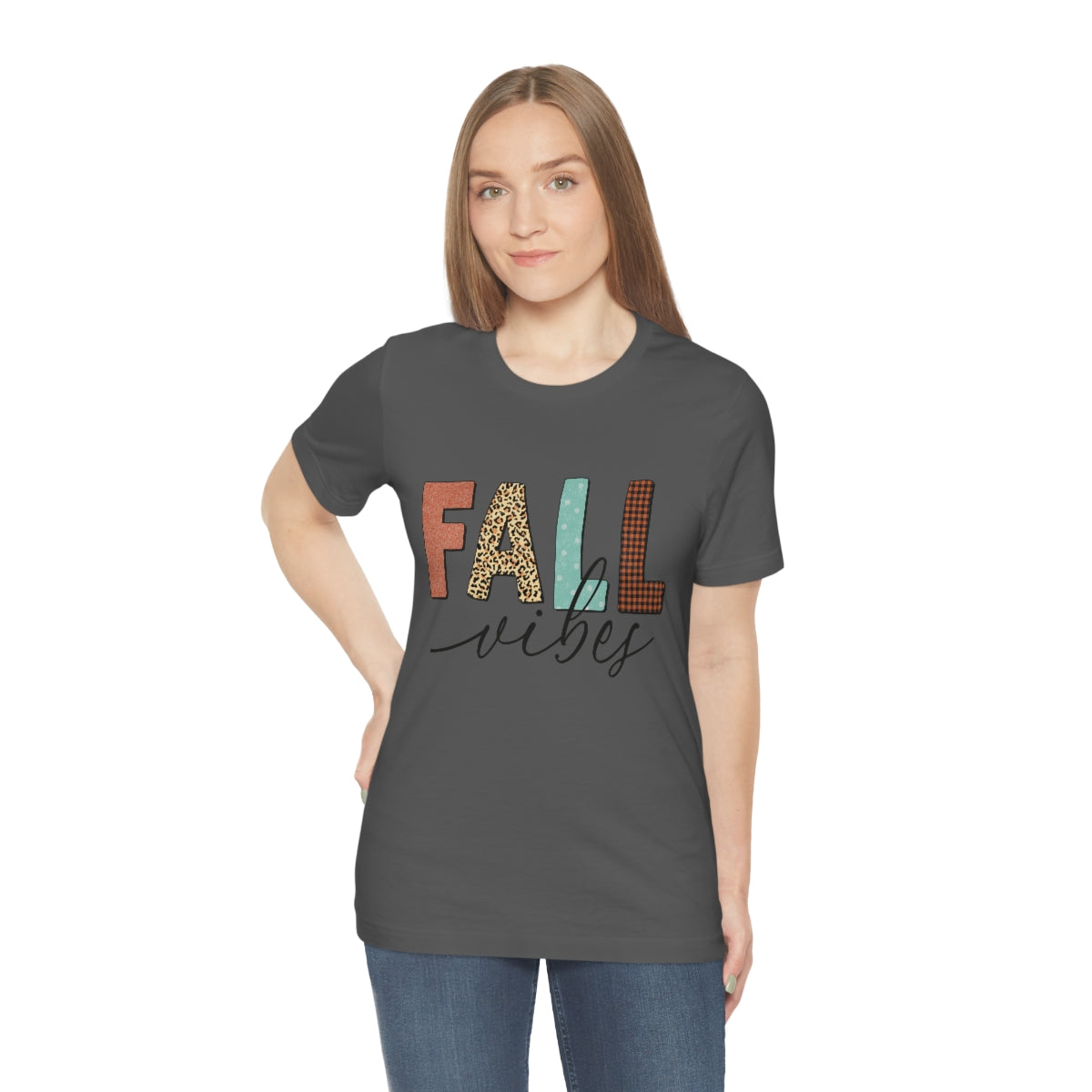 Fall Vibes with Leopard, Polka Dot and Plaid Print Unisex Jersey Short Sleeve Tee S-3XL